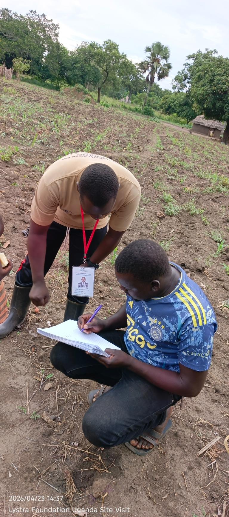 Lystra Foundation team members record observations during a field assessment